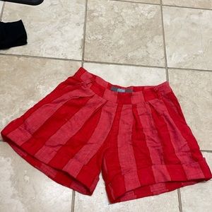 Red linen stripped shorts from Anthropologie